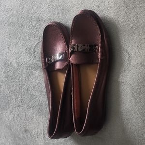 Coach metallic burgundy loafers